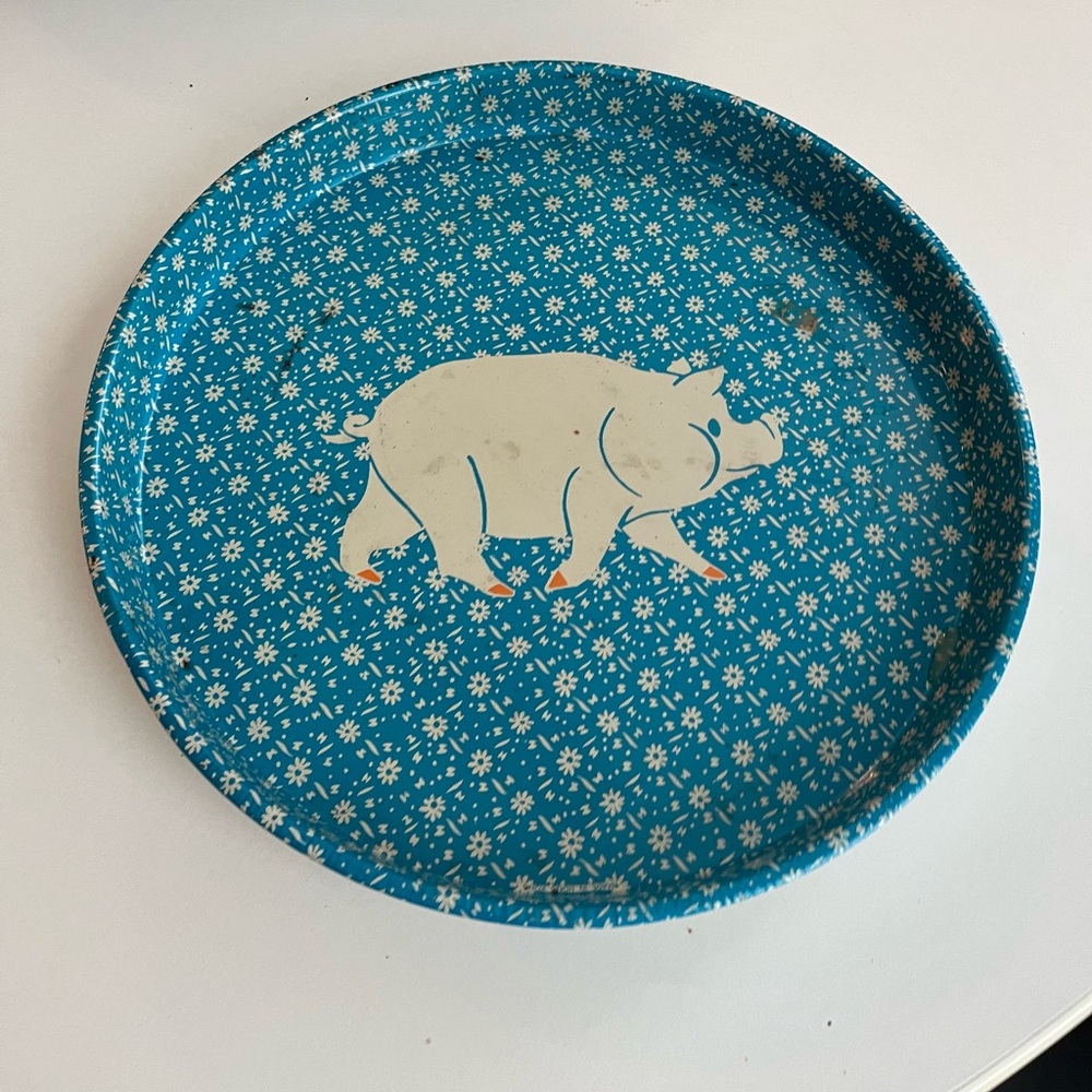 Vintage Metal Farmhouse Decor Decorative Pig Tray